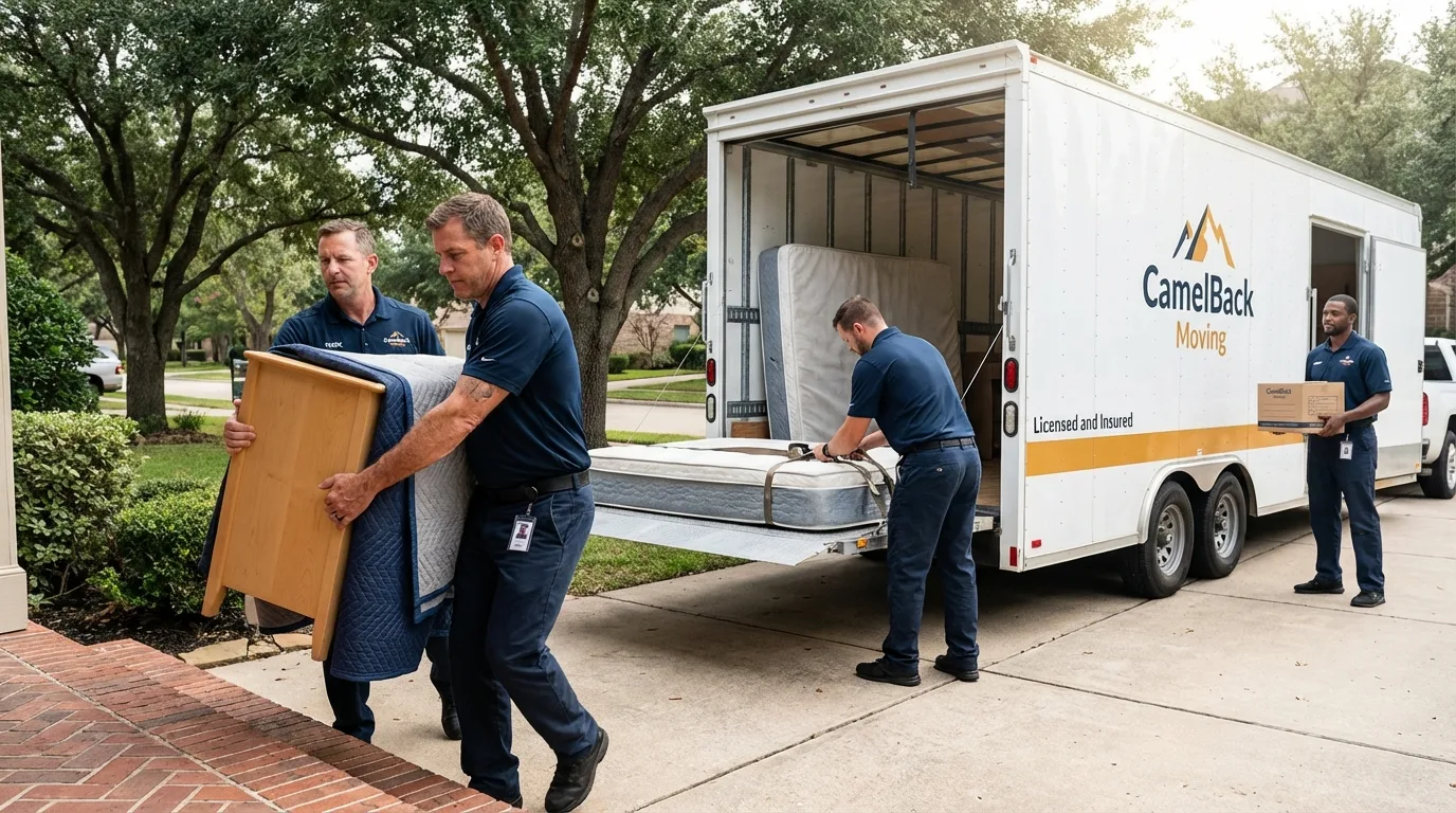 Crew loading residential truck for cross-state move from Elizabeth City, NC