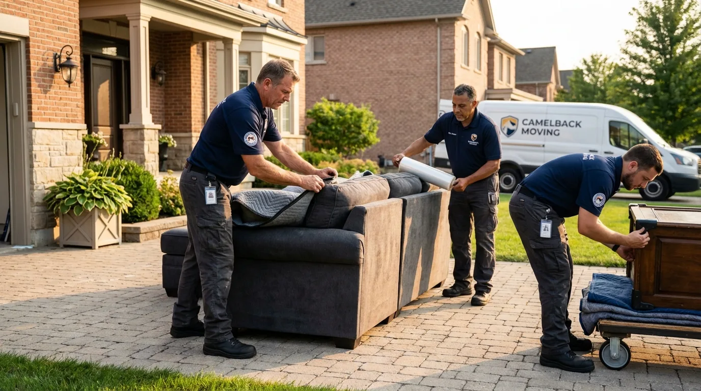 Large estate moving crew wrapping furniture in Elizabeth City, NC