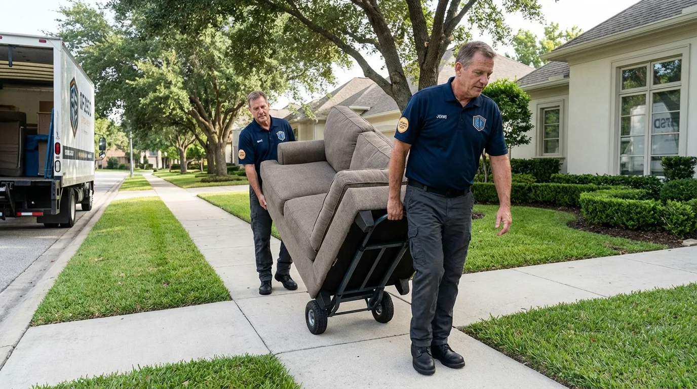 Local residential moving crew loading furniture in Elizabeth City, NC