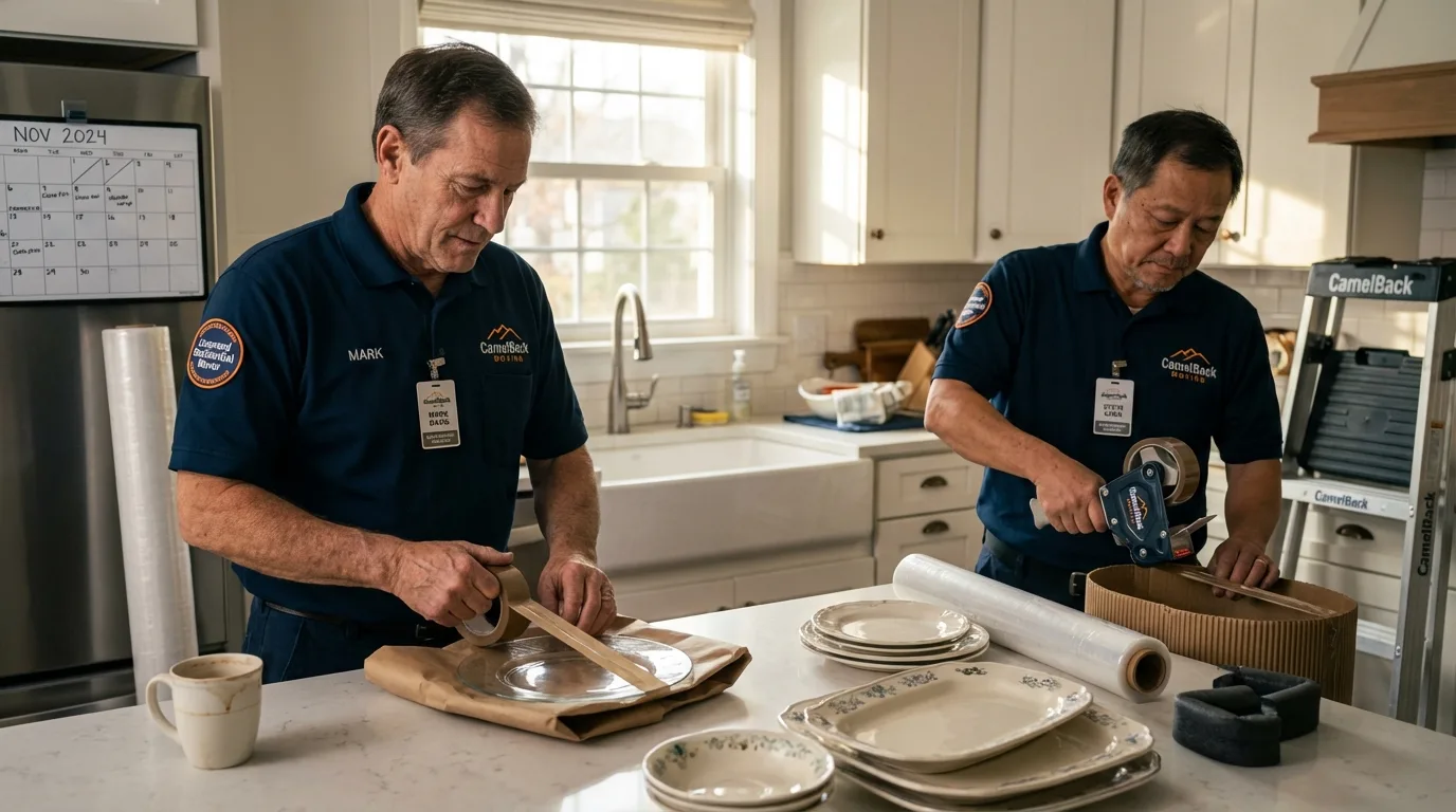 Professional crew packing kitchen dishware in Elizabeth City, NC